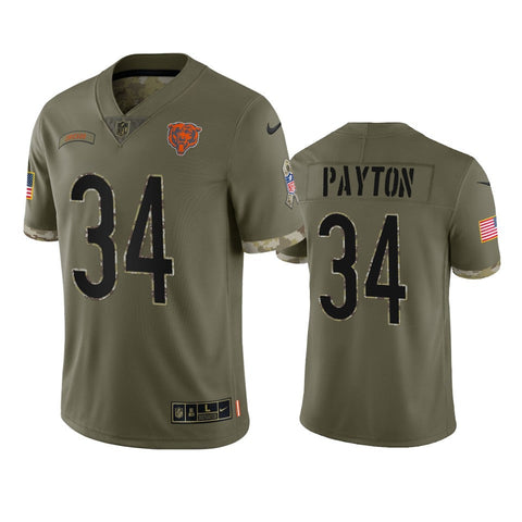 Men's Chicago Bears Walter Payton Olive 2022 Salute To Service Limited Jersey