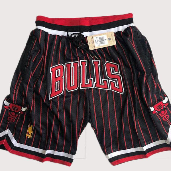 Men's Chicago Bulls Shorts Black Strip Bulls Mens Basketball Shorts Stitched
