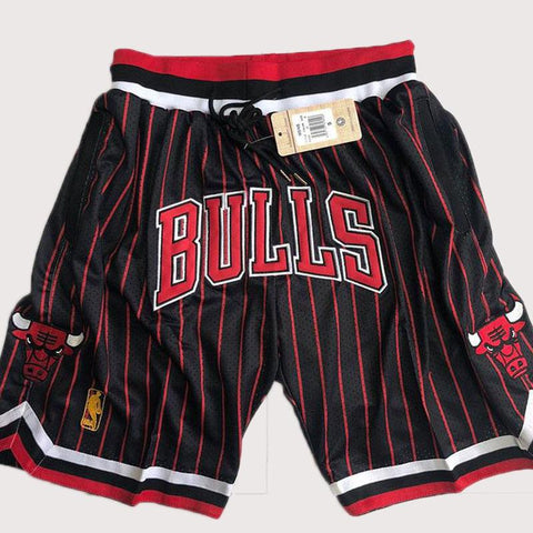 Men's Chicago Bulls Shorts Black Strip Bulls Mens Basketball Shorts Stitched