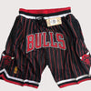 Men's Chicago Bulls Shorts Black Strip Bulls Mens Basketball Shorts Stitched
