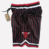 Men's Chicago Bulls Shorts Black Strip Bulls Mens Basketball Shorts Stitched