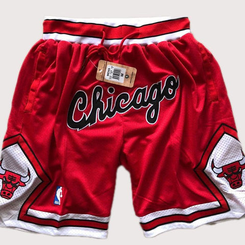 Men's Chicago Bulls Shorts Red White Bulls Mens Basketball Shorts Stitched