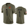 Men's Cincinnati Bengals Ja'Marr Chase Olive 2022 Salute To Service Limited Jersey