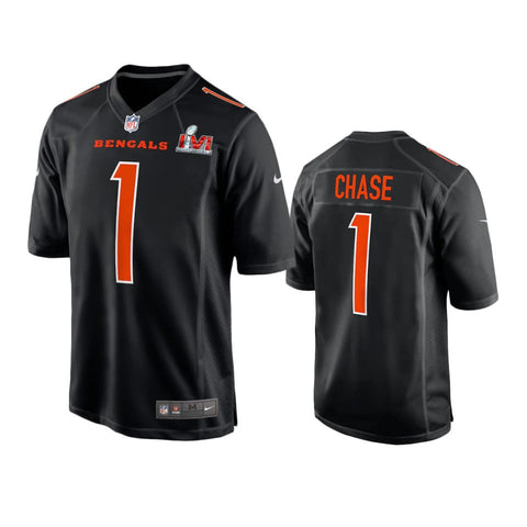 Men's Cincinnati Bengals Ja'Marr Chase Super Bowl LVI Black Fashion Limited Jersey