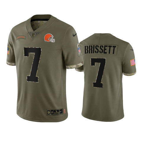 Men's Cleveland Browns Jacoby Brissett Olive 2022 Salute To Service Limited Jersey