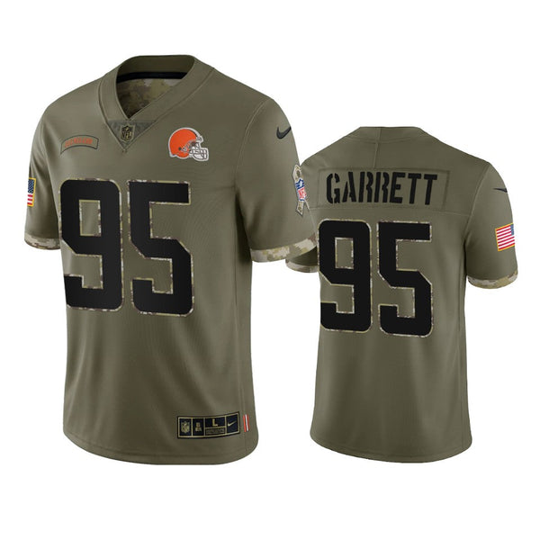 Men's Cleveland Browns Myles Garrett Olive 2022 Salute To Service Limited Jersey