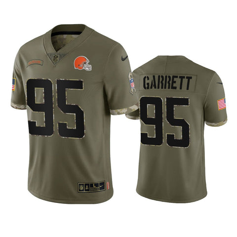 Men's Cleveland Browns Myles Garrett Olive 2022 Salute To Service Limited Jersey