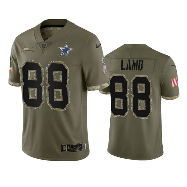 Men's Dallas Cowboys CeeDee Lamb Olive 2022 Salute To Service Limited Jersey