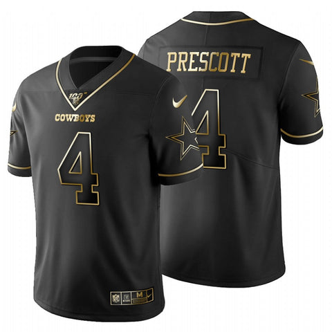 Men's Dallas Cowboys Dak Prescott Black Golden Limited Jersey