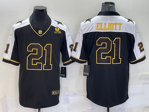 Men's Dallas Cowboys Ezekiel Elliott Black Gold Thanksgiving Limited Jersey