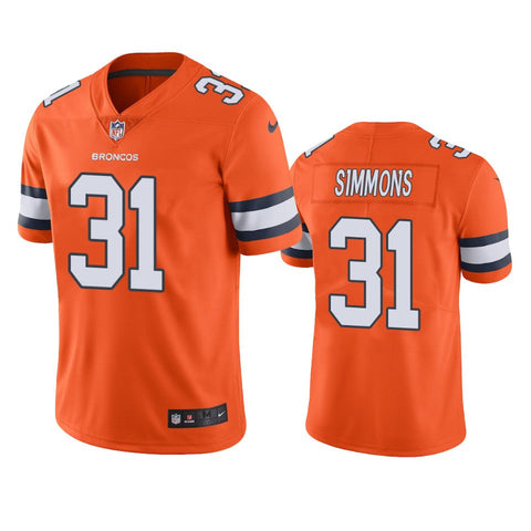 Men's Denver Broncos Justin Simmons Orange Color Rush Limited Jersey