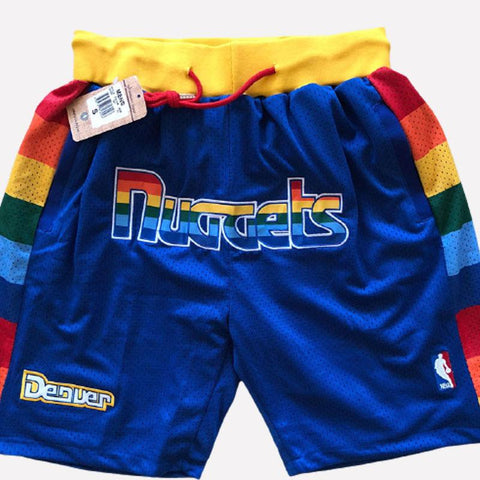 Men's Denver Nuggets Shorts Blue, Nuggets Mens Basketball Shorts Stitched