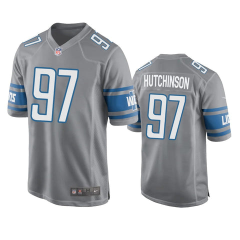 Men's Detroit Lions Aidan Hutchinson Gray Color Rush Limited Jersey