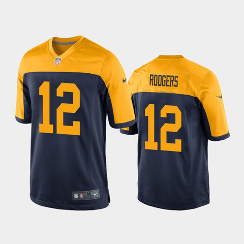 Men's Green Bay Packers Aaron Rodgers Navy Throwback Limited Jersey