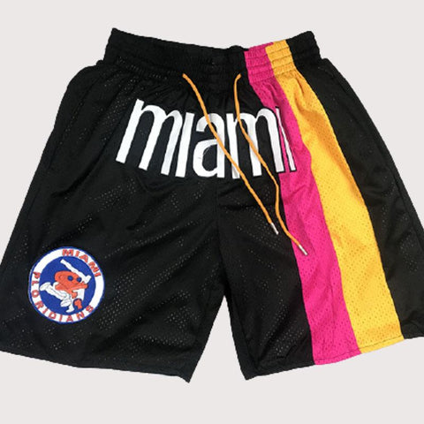 Men's Heat Rainbow Shorts Black, Rainbow Mens Basketball Shorts Stitched