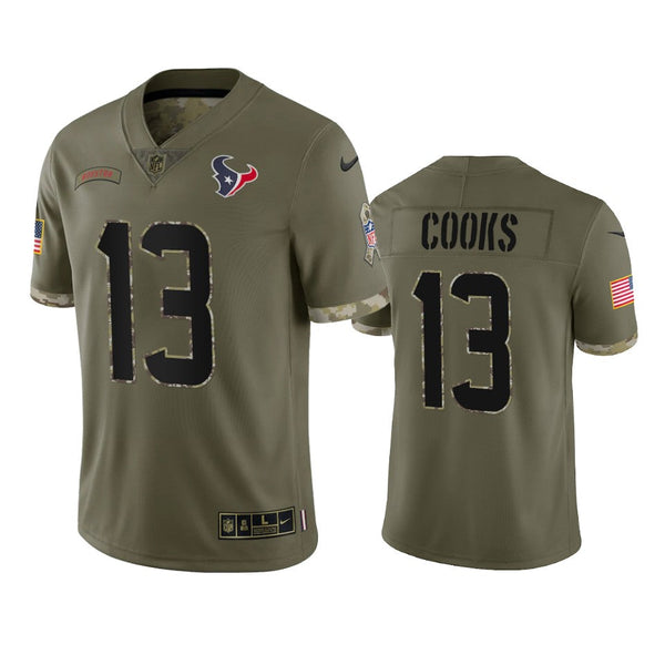 Men's Houston Texans Brandin Cooks Olive 2022 Salute To Service Limited Jersey