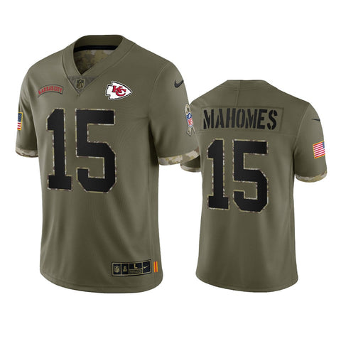 Men's Kansas City Chiefs Patrick Mahomes Olive 2022 Salute To Service Limited Jersey