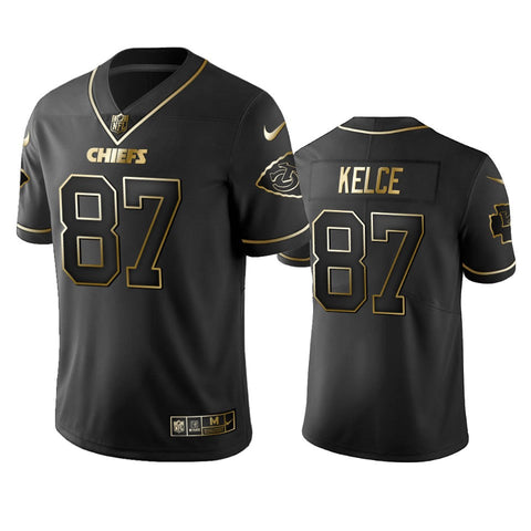 Men's Kansas City Chiefs Travis Kelce Black Golden Limited Jersey