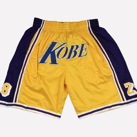 Men's Kobe Bryant Shorts Yellow, Bryant Mens Basketball Shorts Stitched