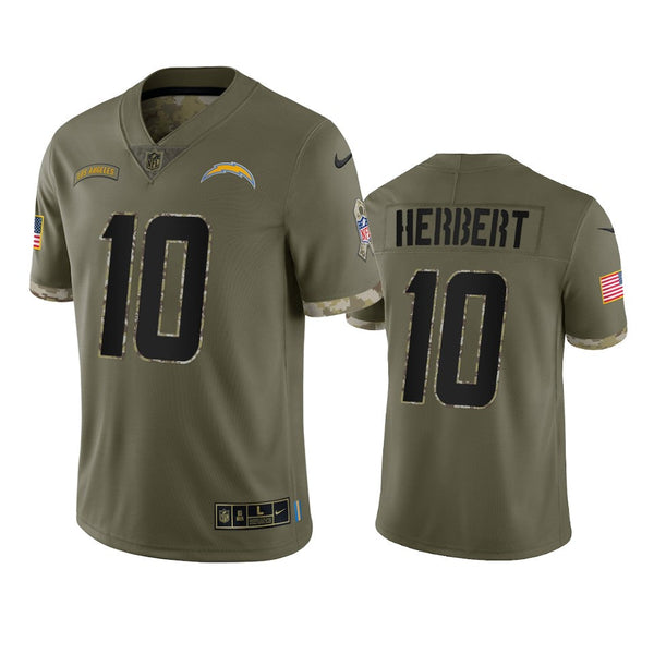 Men's Los Angeles Chargers Justin Herbert Olive 2022 Salute To Service Limited Jersey