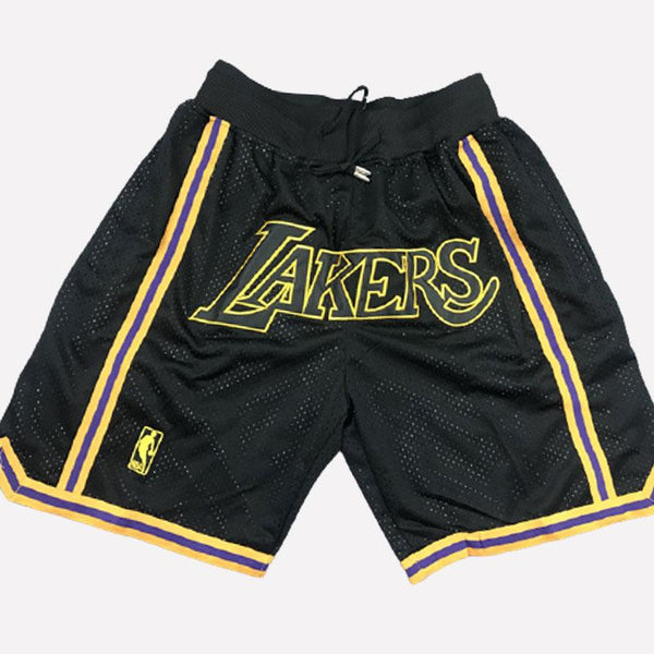 Men's Los Angeles Lakers Black Shorts, Lakers Mens Basketball Shorts Stitched