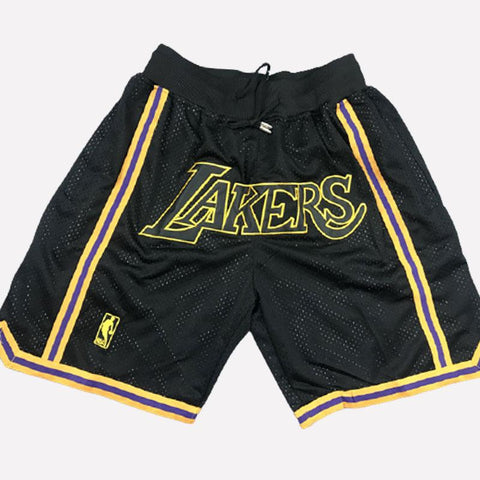 Men's Los Angeles Lakers Black Shorts, Lakers Mens Basketball Shorts Stitched