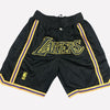 Men's Los Angeles Lakers Black Shorts, Lakers Mens Basketball Shorts Stitched