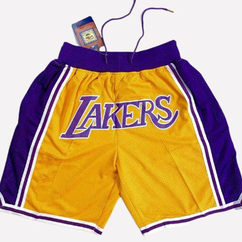 Men's Los Angeles Lakers Yellow Shorts, Lakers Mens Basketball Shorts Stitched