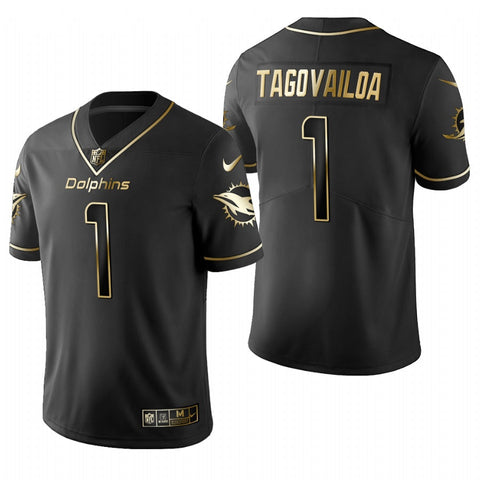 Men's Miami Dolphins Tua Tagovailoa Black Golden Limited Jersey