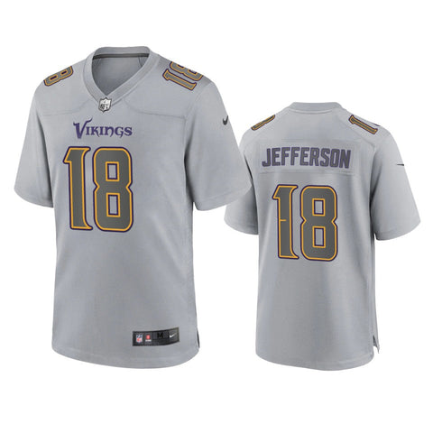 Men's Minnesota Vikings Justin Jefferson Gray Atmosphere Fashion Limited Jersey