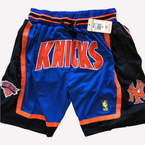Men's New York Knicks Shorts Blue orange  Knicks Mens Basketball Shorts Stitched