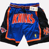 Men's New York Knicks Shorts Blue orange  Knicks Mens Basketball Shorts Stitched
