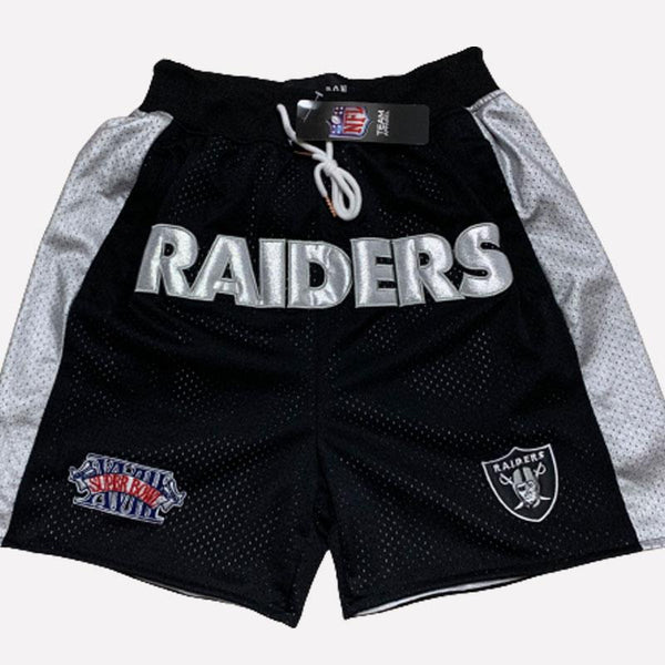Men's Oakland Raiders Shorts Black, Raiders Mens Basketball Shorts Stitched