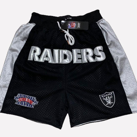 Men's Oakland Raiders Shorts Black, Raiders Mens Basketball Shorts Stitched
