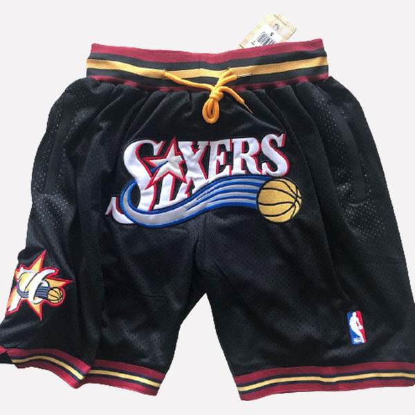 Men's Philadelphia 76ers Shorts Black 76ers Mens Basketball Shorts Stitched