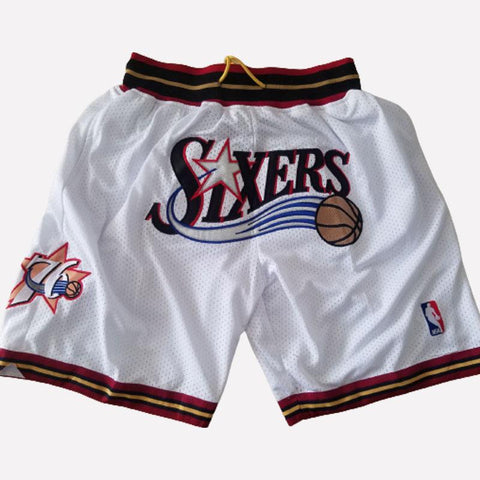 Men's Philadelphia 76ers Shorts White 76ers Mens Basketball Shorts Stitched