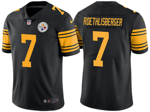 Men's Pittsburgh Steelers Ben Roethlisberger Black Color Rush Limited Jersey