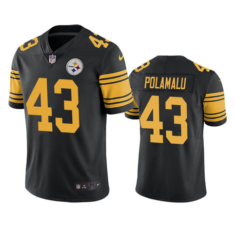 Men's Pittsburgh Steelers Troy Polamalu Black Color Rush Limited Jersey