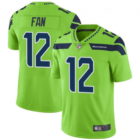 Men's Seattle Seahawks 12th Fan Green Color Rush Limited Jersey