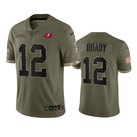 Men's Tampa Bay Buccaneers Tom Brady Olive 2022 Salute To Service Limited Jersey