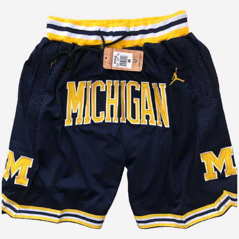 Men's University of Michigan Shorts Black Michigan Mens Basketball Shorts Stitched