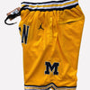 Men's University of Michigan Shorts yellow Michigan Mens Basketball Shorts Stitched