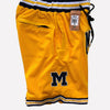 Men's University of Michigan Shorts yellow Michigan Mens Basketball Shorts Stitched