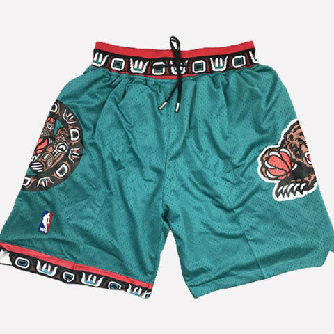 Men's Vancouver Grizzlies Shorts Green, Grizzlies Mens Basketball Shorts Stitched