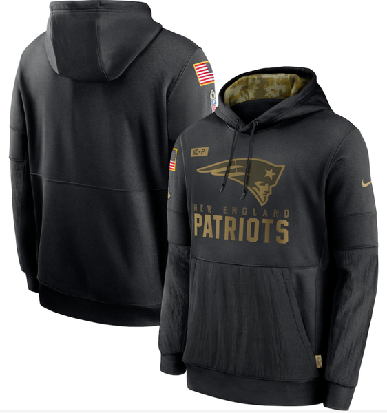 Men's New England Patriots Black Hoodie Salute to Service Sideline Performance