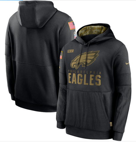 Men's Philadelphia Eagles Black Hoodie Salute to Service Sideline Performance