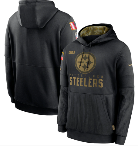 Men's Pittsburgh Steelers Black Hoodie Salute to Service Sideline Performance