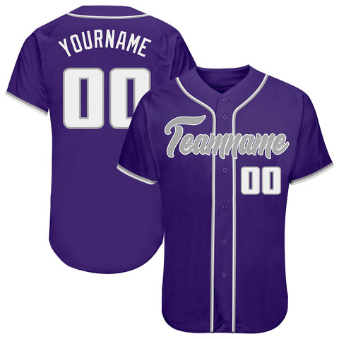 Custom Purple White-Gray Authentic Baseball Jersey