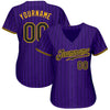 Custom Purple Black Pinstripe Black-Gold Authentic Baseball Jersey