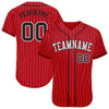 Custom Red White Pinstripe Black-White Authentic Baseball Jersey